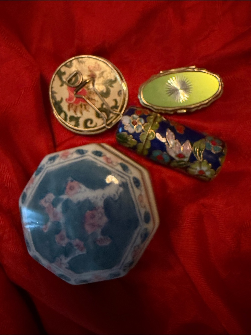 Decorative Cloisonné Trinket Boxes - Blue, Green, Multicolor